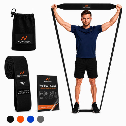 NOVARISIA 76" Extra-Long Fabric Resistance Band – Non-Slip Workout Band for Strength, Mobility & Stretching
