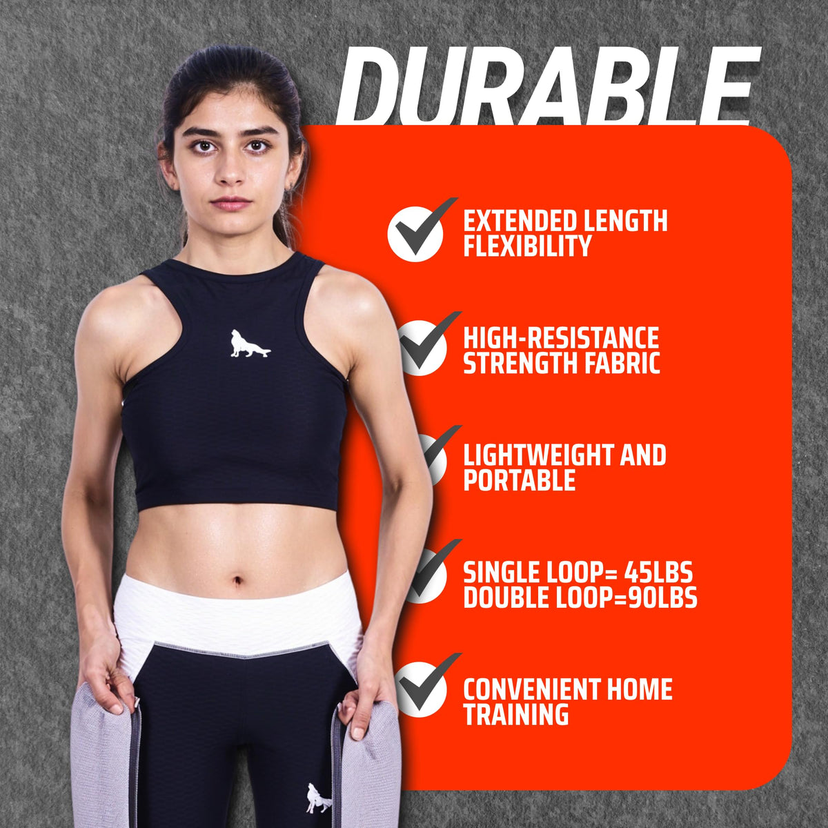 NOVARISIA 76" Extra-Long Fabric Resistance Band – Non-Slip Workout Band for Strength, Mobility & Stretching