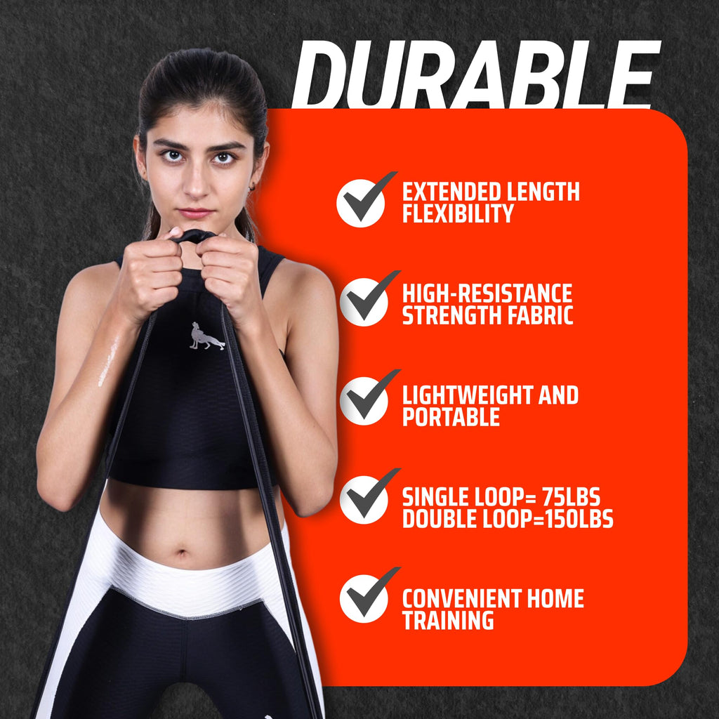 NOVARISIA 76" Extra-Long Fabric Resistance Band – Non-Slip Workout Band for Strength, Mobility & Stretching
