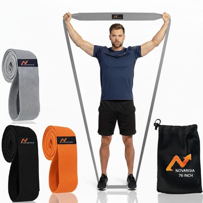 NOVARISIA Long Fabric Resistance Band – Heavy Duty Pull Up Assist Loop (70-140 lbs) – Non-Slip Cotton Workout Strap for Strength Training, Mobility & Home Gym