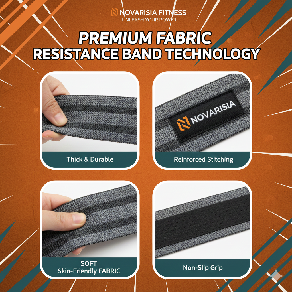 NOVARISIA Long Fabric Resistance Band – Heavy Duty Pull Up Assist Loop (70-140 lbs) – Non-Slip Cotton Workout Strap for Strength Training, Mobility & Home Gym