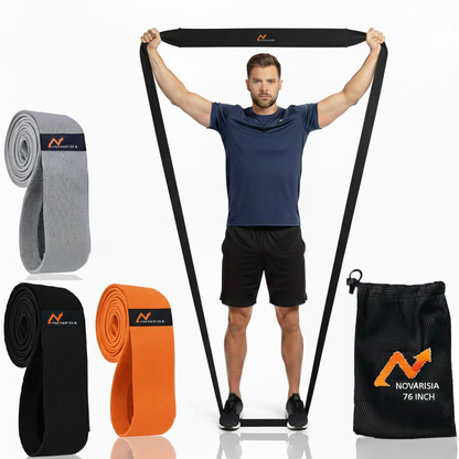 NOVARISIA Long Fabric Resistance Band – Heavy Duty Pull Up Assist Loop (70-140 lbs) – Non-Slip Cotton Workout Strap for Strength Training, Mobility & Home Gym